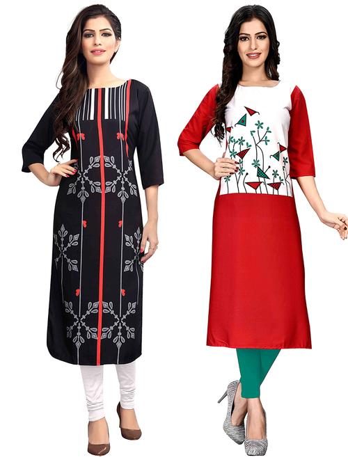 multi colored crepe combos kurta - 17678086 - Standard Image - 1