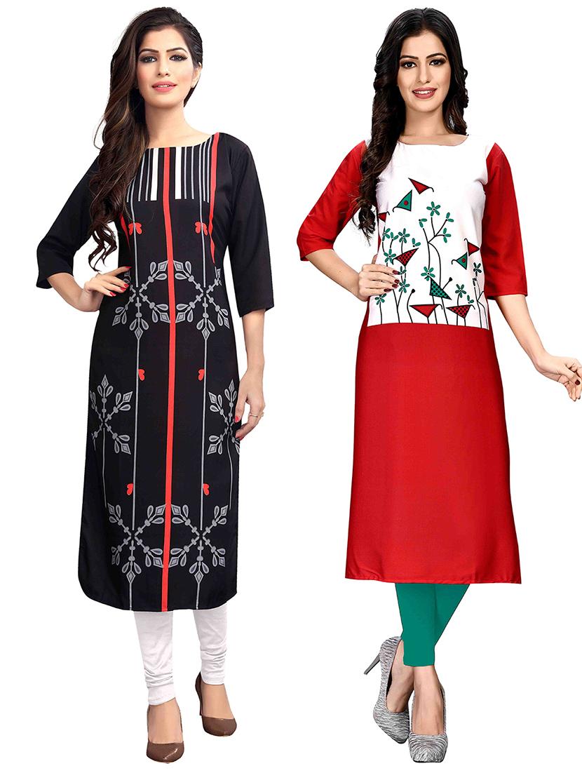multi colored crepe combos kurta - 17678086 - Zoom Image - 1