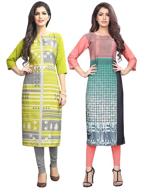 multi colored crepe combos kurta - 17678107 - Standard Image - 1