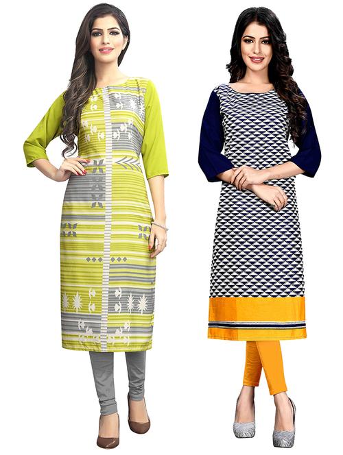 multi colored crepe combos kurta - 17678117 - Standard Image - 1