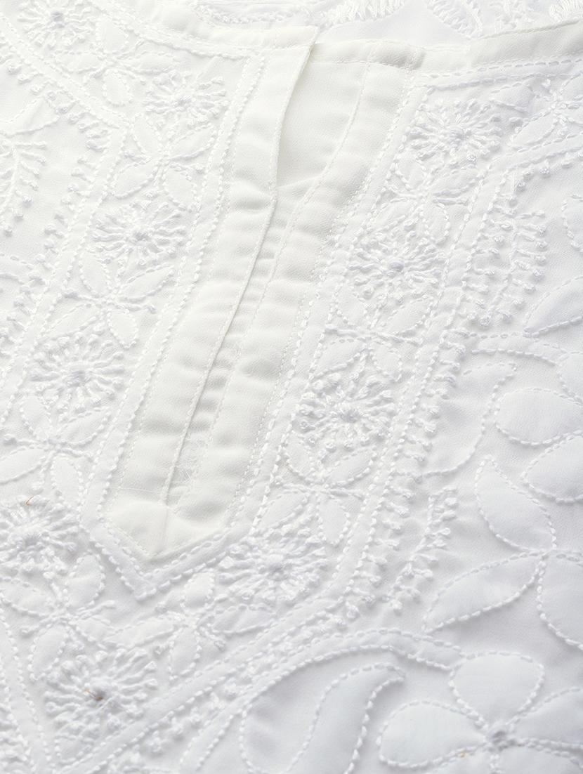 ada hand-embroidered white chikankari kurti - 17678510 - Zoom Image - 5