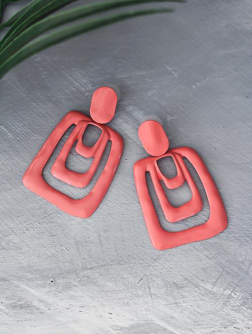 pink metal drop earring - 17678781 - Standard Image - 1