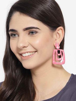 pink metal drop earring - 17678781 - Standard Image - 5