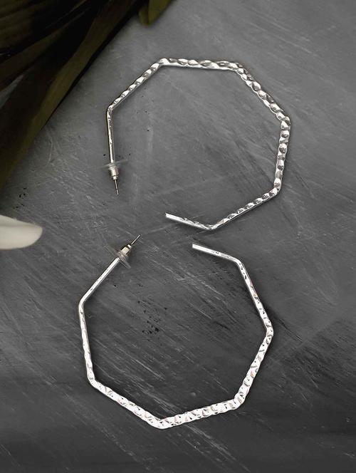 silver metal hoop earring - 17678812 - Very Small Image - 1