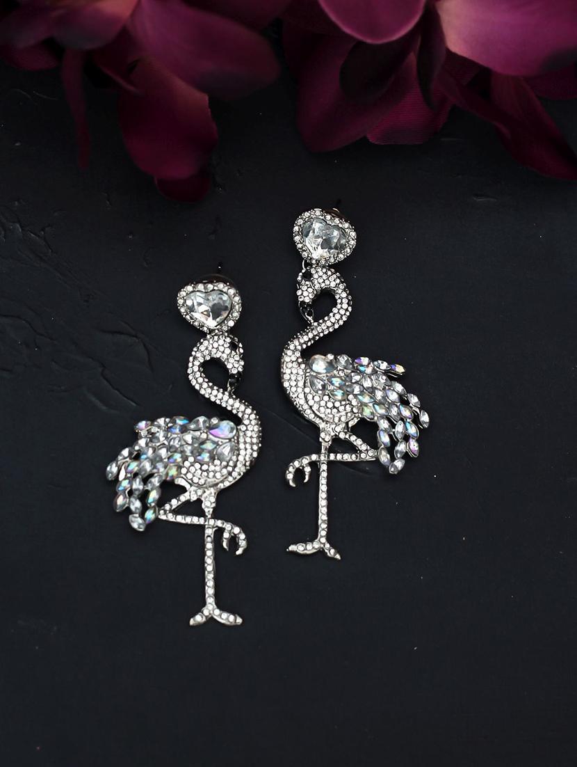 silver metal drop earring - 17678913 - Zoom Image - 2