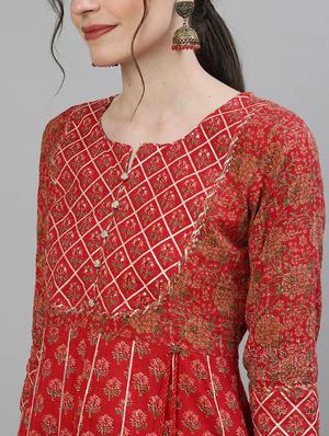 red cotton kurta sharara set - 17679515 - Standard Image - 5
