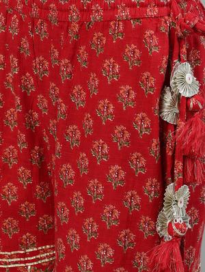 red cotton kurta sharara set - 17679515 - Standard Image - 6