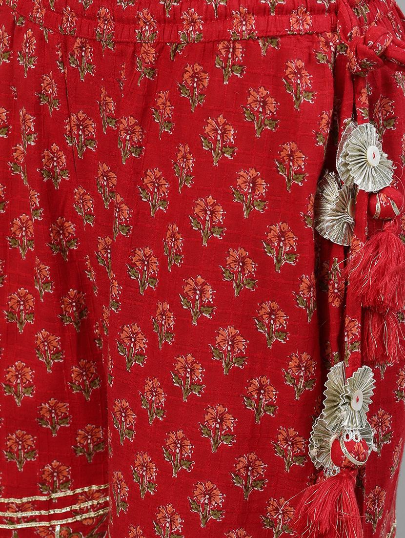 red cotton kurta sharara set - 17679515 - Zoom Image - 6