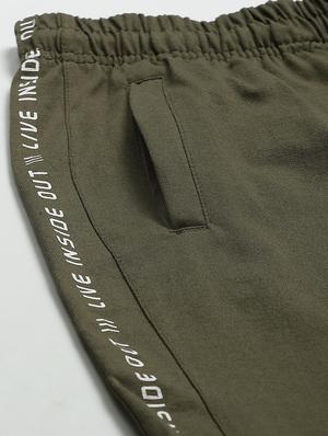 olive green side taped ankle length track pant - 17679609 - Standard Image - 6