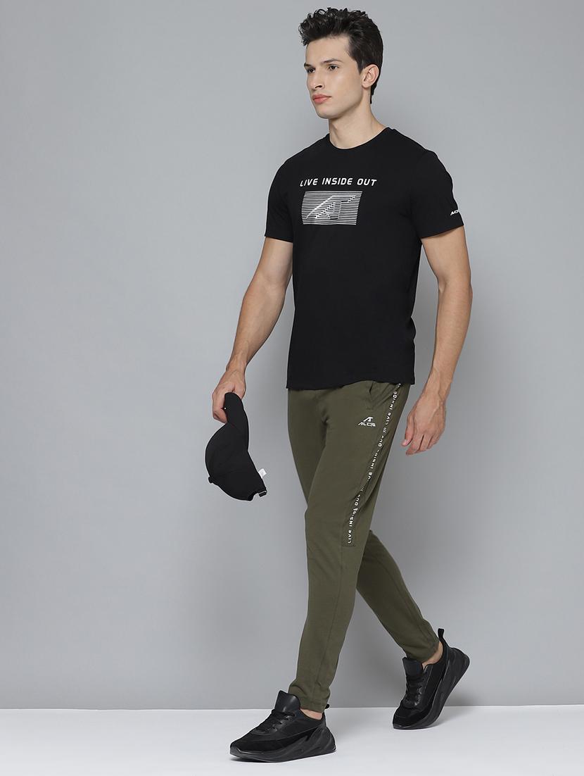 olive green side taped ankle length track pant - 17679609 - Zoom Image - 4