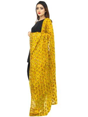 mustard chiffon phulkari dupatta - 17679873 - Standard Image - 2