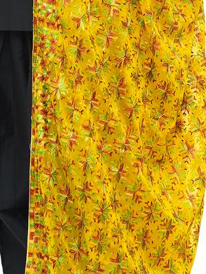 mustard chiffon phulkari dupatta - 17679873 - Standard Image - 4