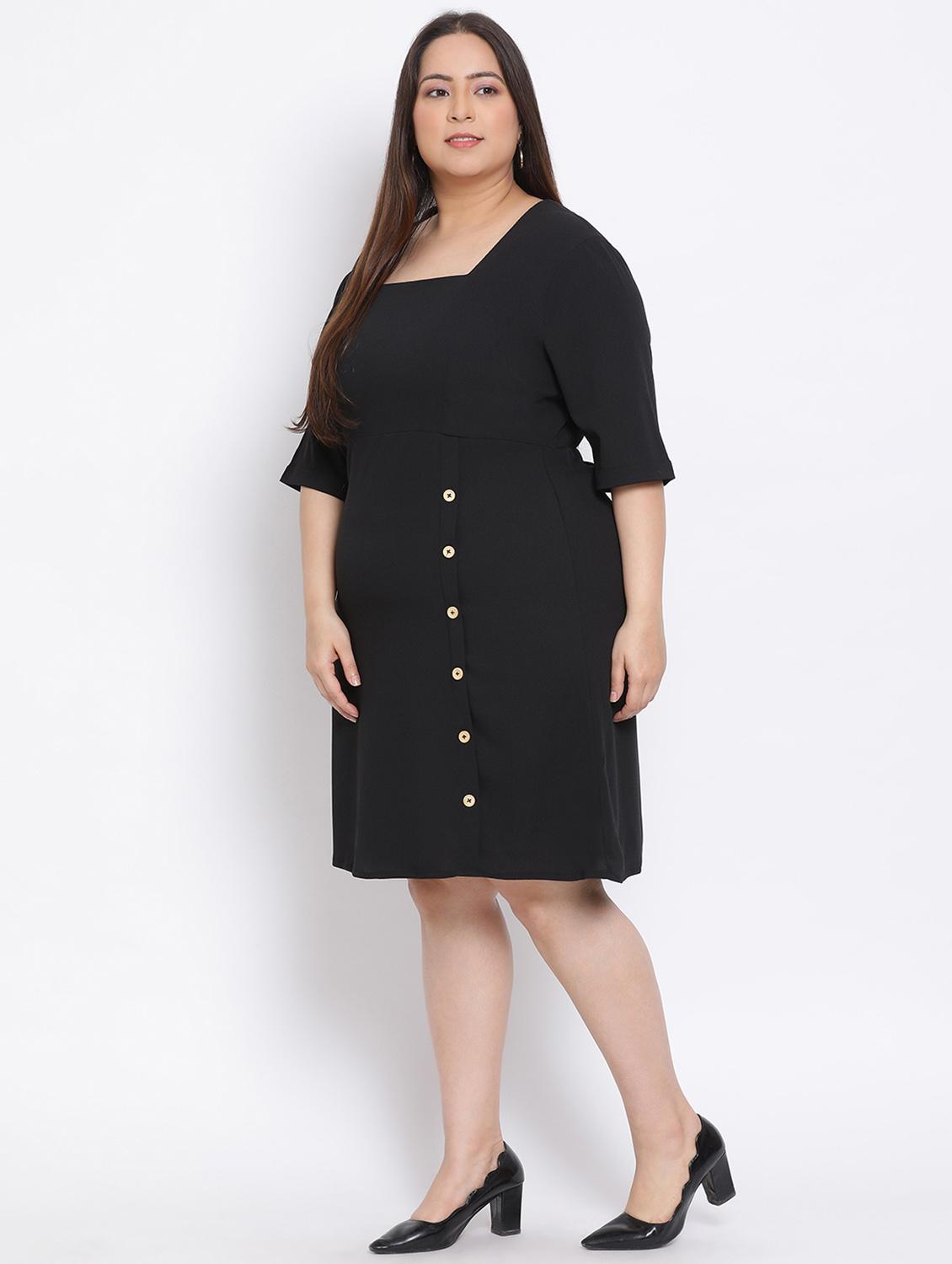 square neck plus a-line dress - 17680060 - Zoom Image - 2