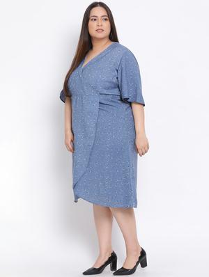 overlap neck plus a-line dress - 17680062 - Standard Image - 2
