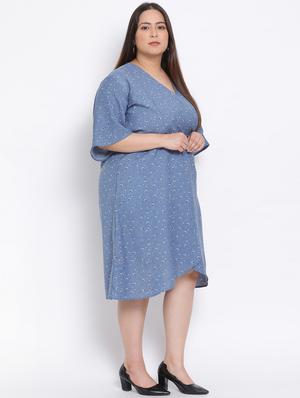 overlap neck plus a-line dress - 17680062 - Standard Image - 3