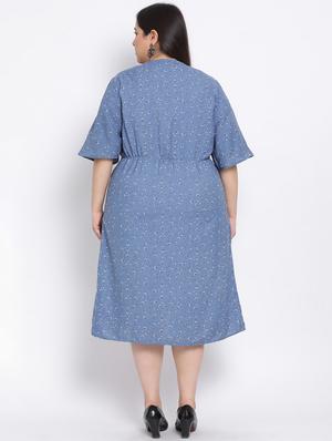 overlap neck plus a-line dress - 17680062 - Standard Image - 4