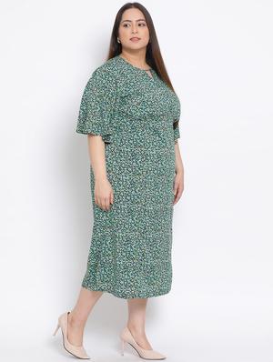 key hole neck floral plus a-line dress - 17680066 - Standard Image - 3