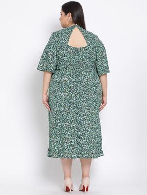 key hole neck floral plus a-line dress - 17680066 - Standard Image - 4