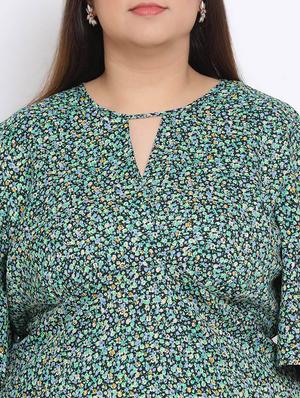 key hole neck floral plus a-line dress - 17680066 - Standard Image - 5
