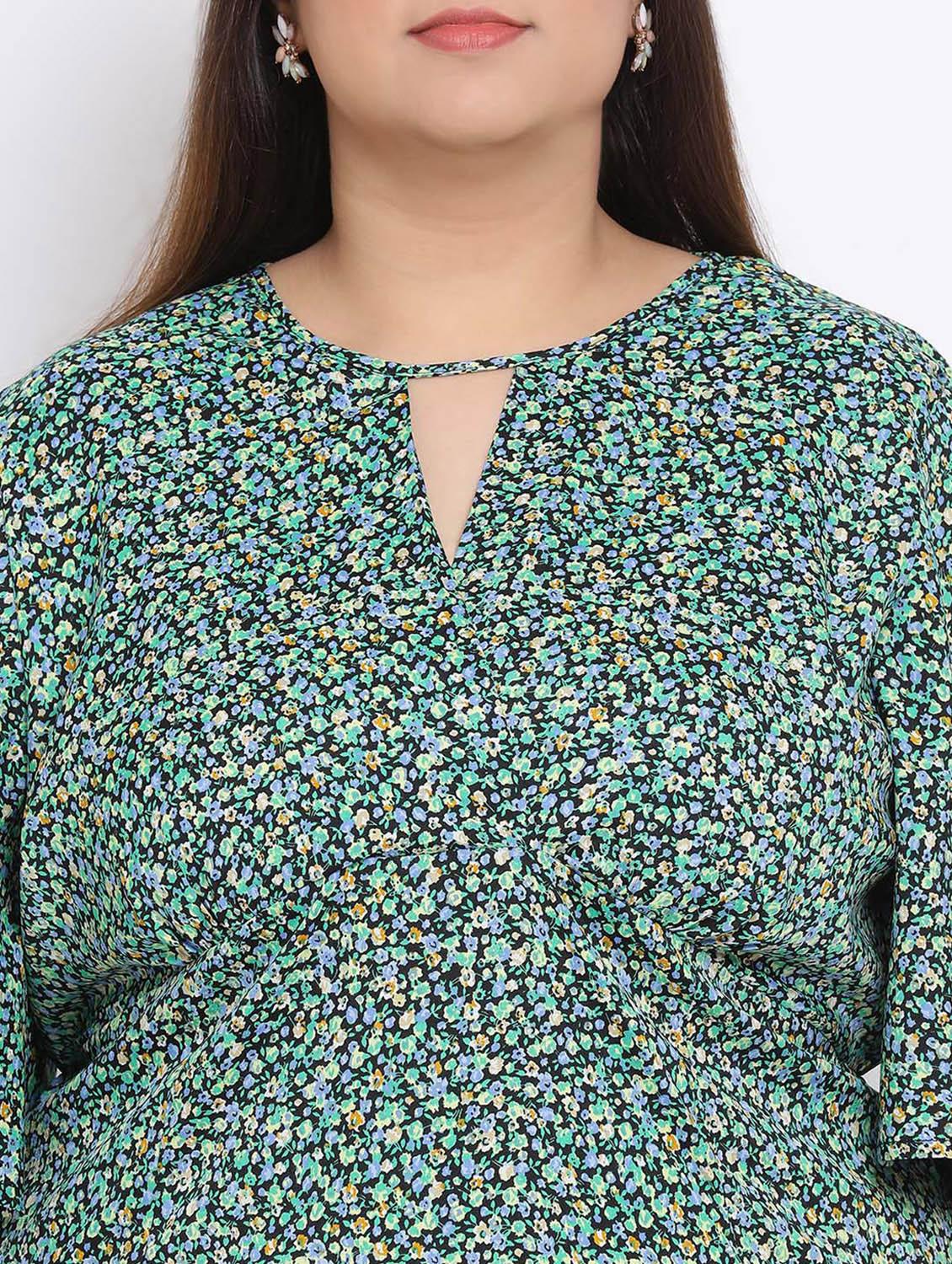 key hole neck floral plus a-line dress - 17680066 - Zoom Image - 5