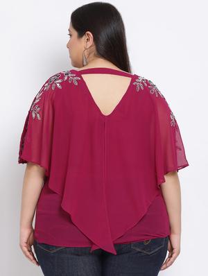round neck embellished plus top - 17680100 - Standard Image - 3