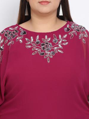 round neck embellished plus top - 17680100 - Standard Image - 5