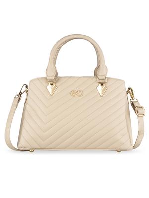 beige leatherette (pu) regular handbag - 17680443 - Standard Image - 5