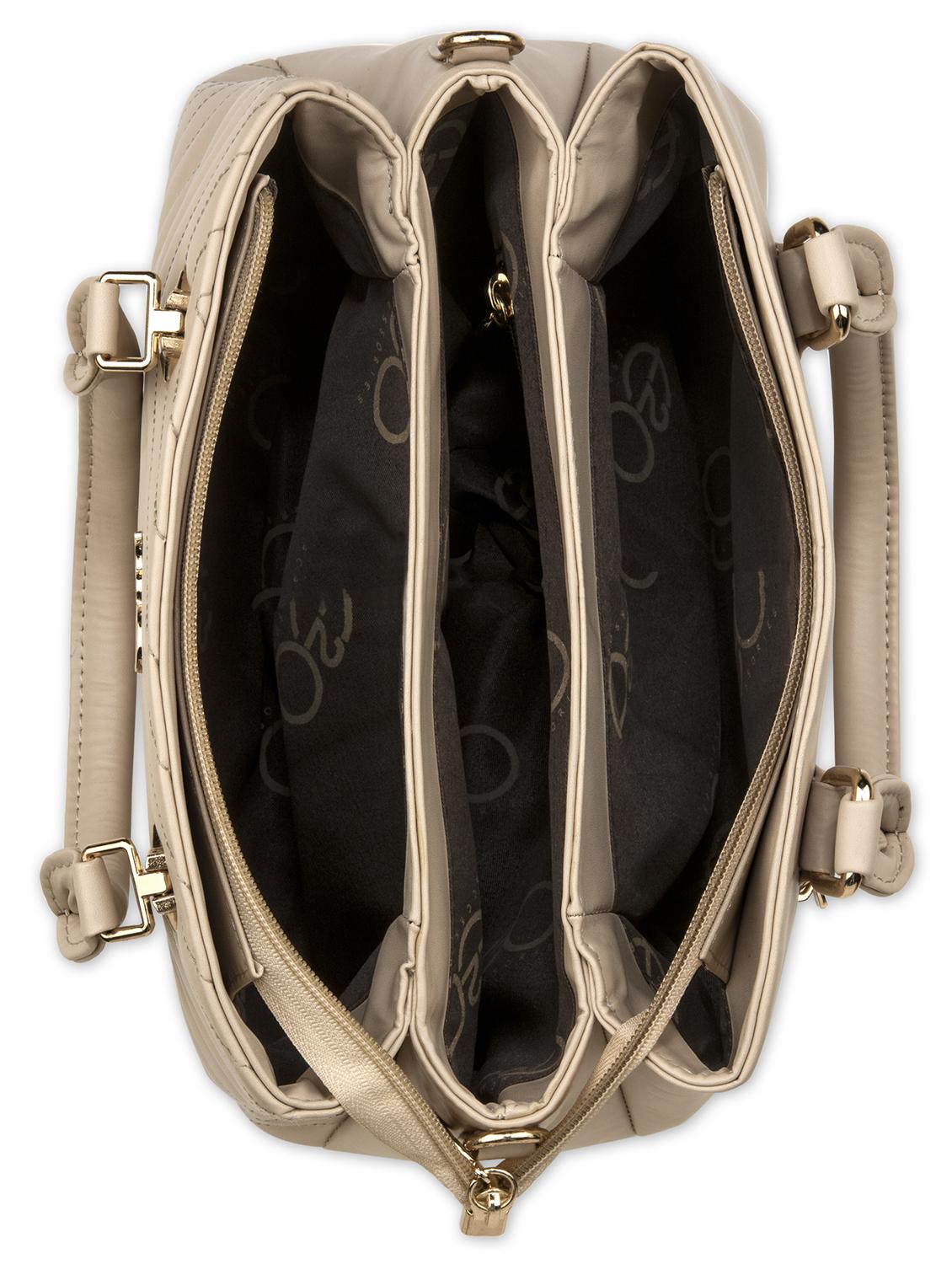 beige leatherette (pu) regular handbag - 17680443 - Zoom Image - 3