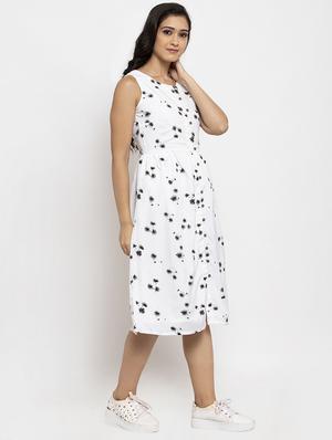 round neck floral flared dress - 17683493 - Standard Image - 2