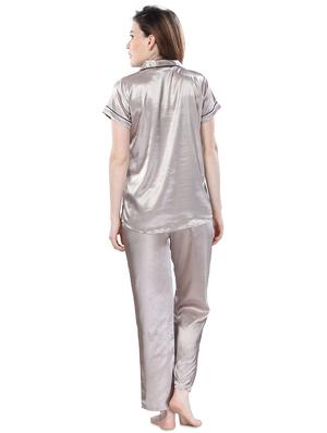 grey solid pyjama set nightwear set - 17683613 - Standard Image - 3