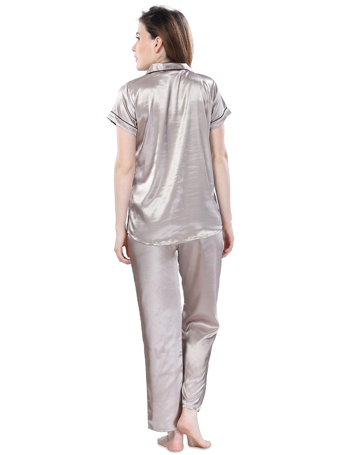 grey solid pyjama set nightwear set - 17683613 - Zoom Image - 3