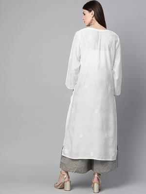 ada hand-embroidered white chikankari kurta - 17683797 - Standard Image - 3