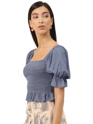 puff sleeves smocked top - 17684540 - Standard Image - 2