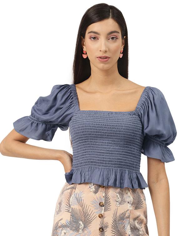 puff sleeves smocked top - 17684540 - Zoom Image - 1