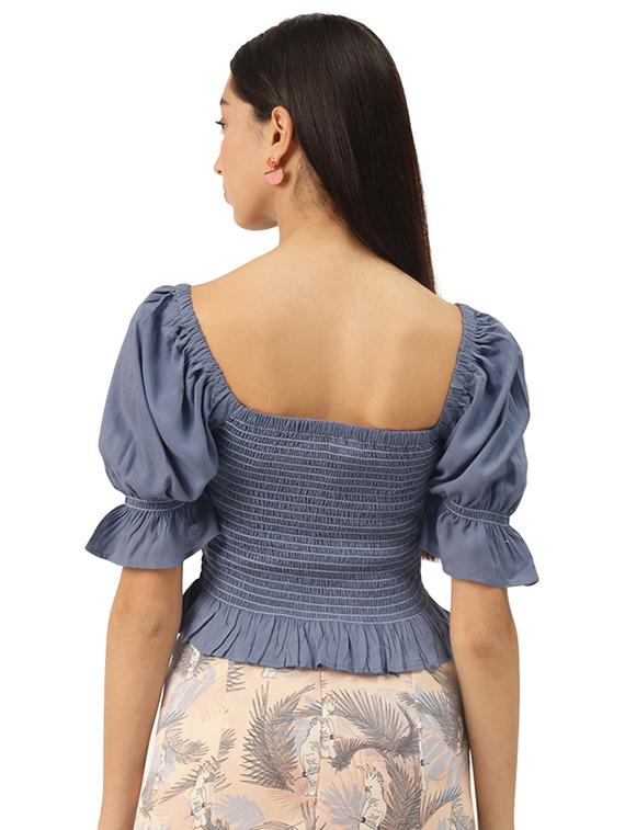 puff sleeves smocked top - 17684540 - Zoom Image - 3