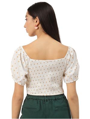 puff sleeves polka dot crop top - 17684546 - Standard Image - 3