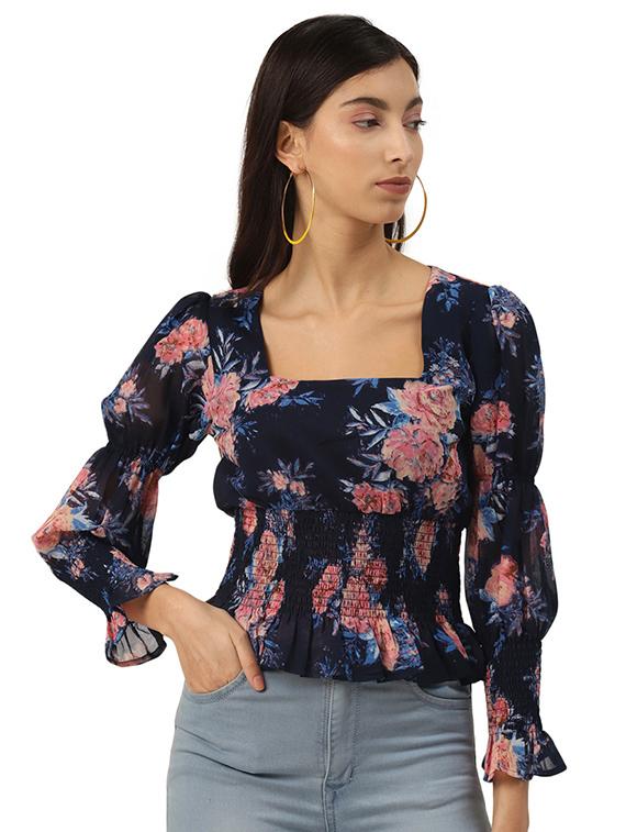 square neck floral top - 17684547 - Zoom Image - 1