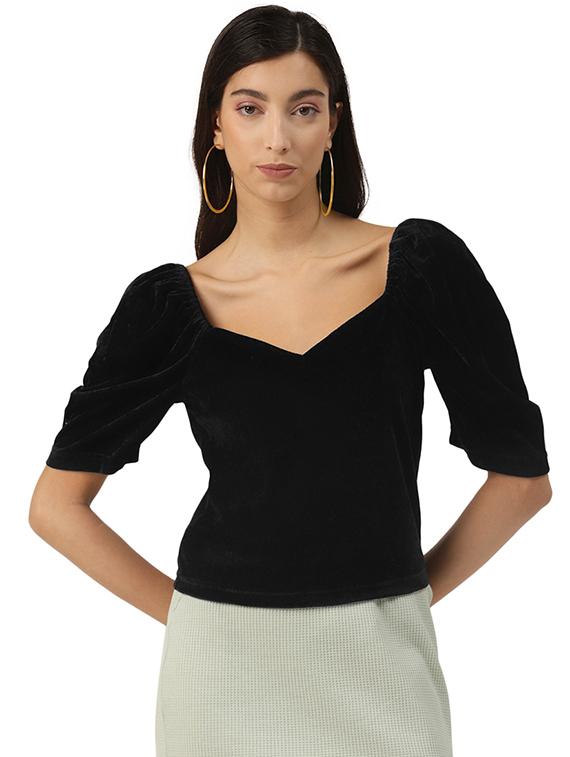 sweetheart neck solid top - 17684548 - Zoom Image - 1