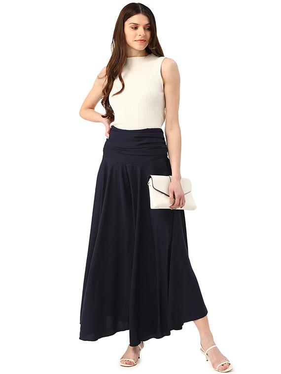navy blue polyester palazzos - 17684742 - Zoom Image - 4