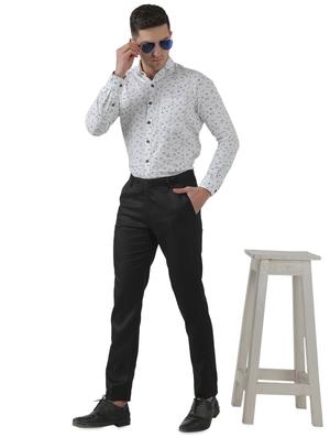 black solid flat front trousers formal trouser - 17684817 - Standard Image - 4