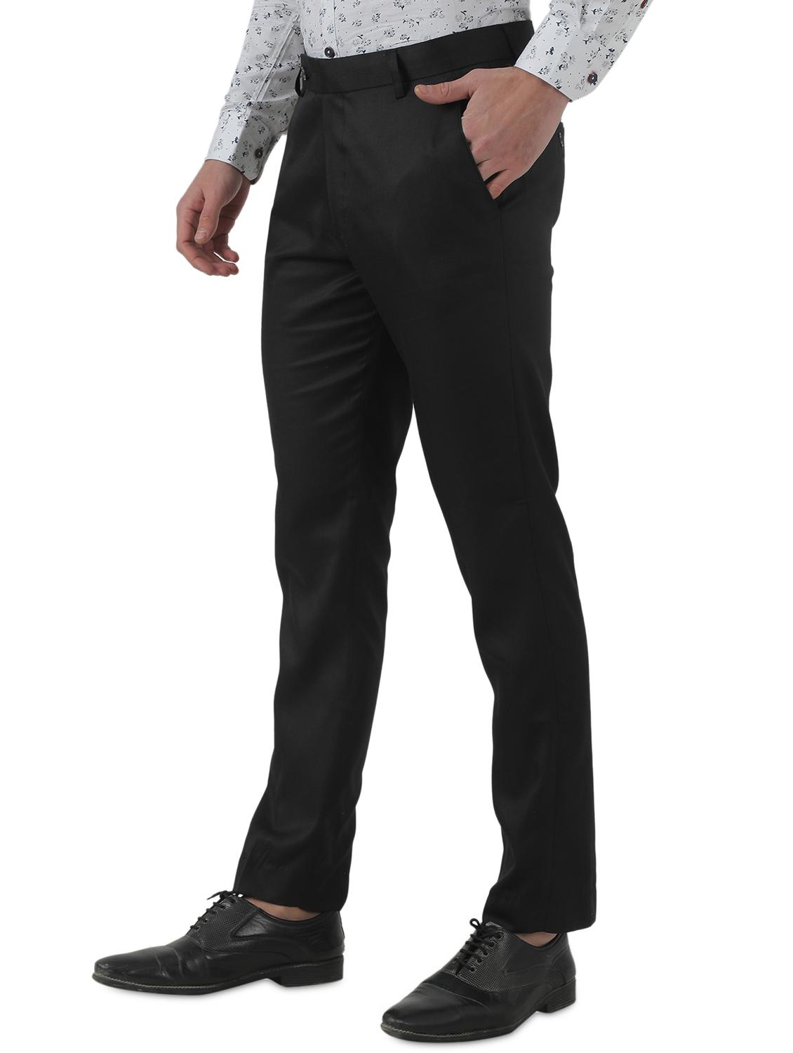 black solid flat front trousers formal trouser - 17684817 - Zoom Image - 2
