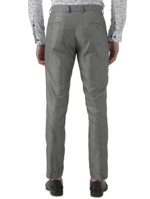 grey solid flat front formal trouser - 17684819 - Standard Image - 3