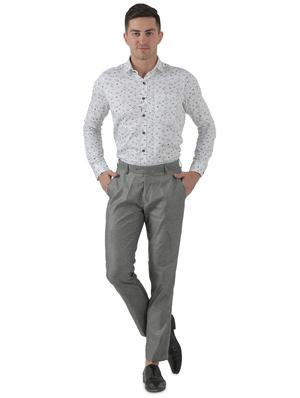 grey solid flat front formal trouser - 17684819 - Standard Image - 4