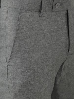 grey solid flat front formal trouser - 17684819 - Standard Image - 5