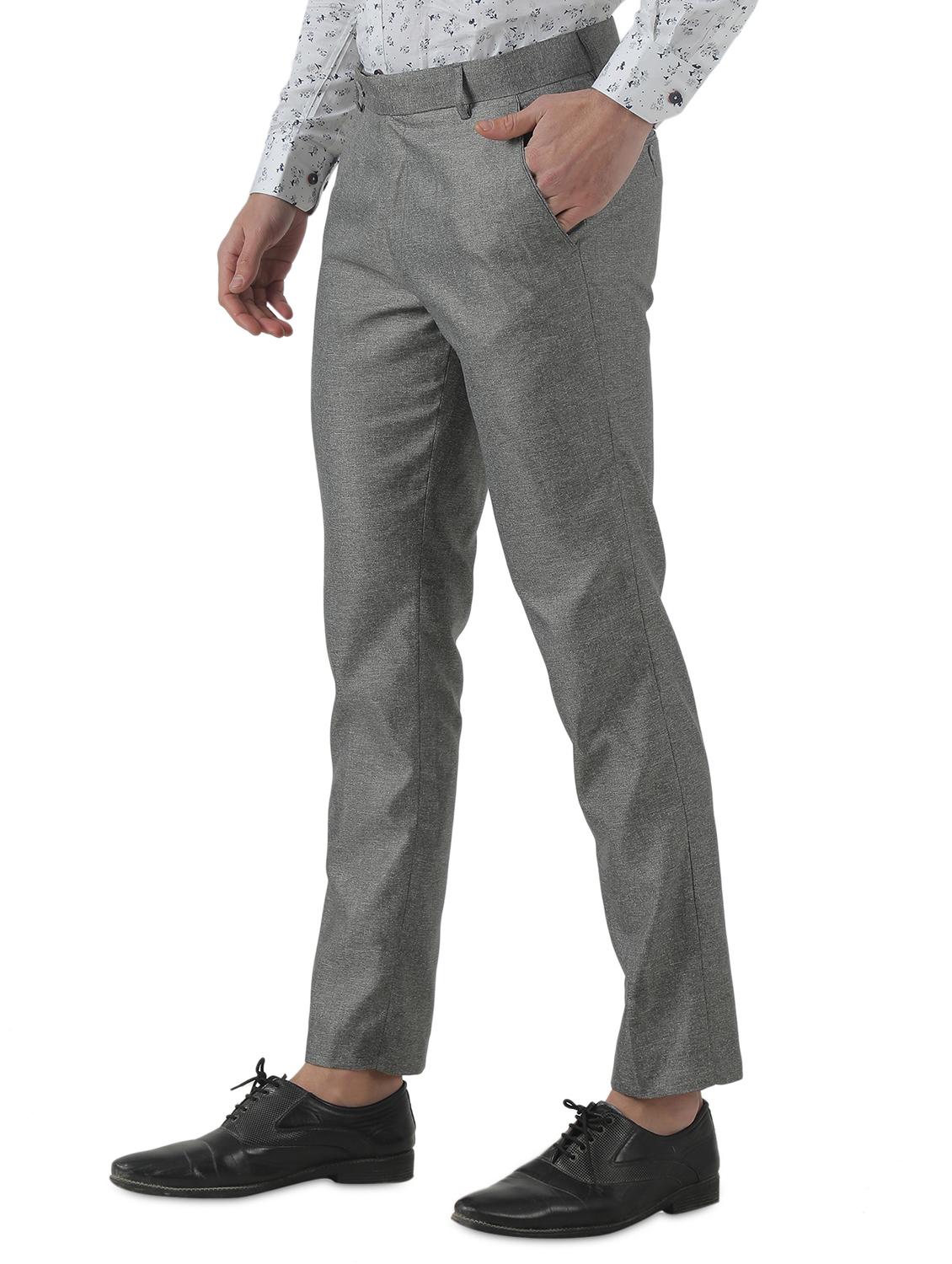 grey solid flat front formal trouser - 17684819 - Zoom Image - 2