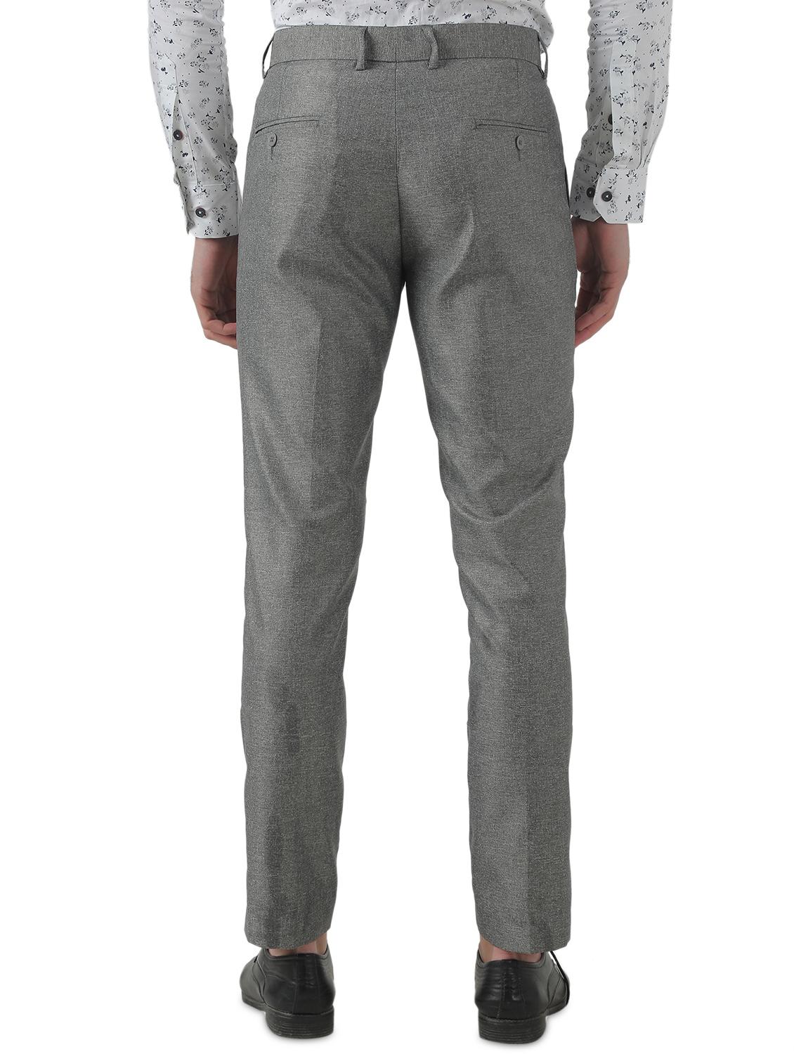grey solid flat front formal trouser - 17684819 - Zoom Image - 3