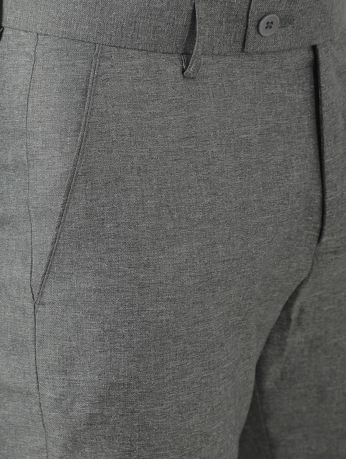 grey solid flat front formal trouser - 17684819 - Zoom Image - 5
