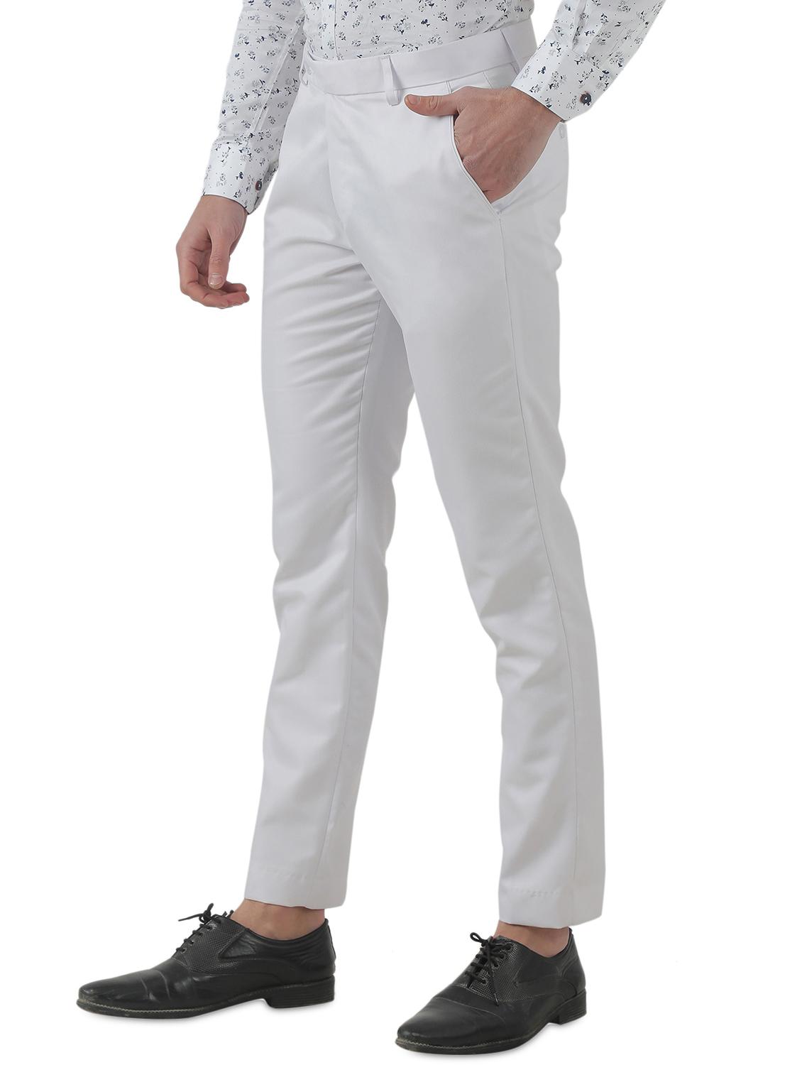 white solid flat front formal trouser - 17684821 - Zoom Image - 2