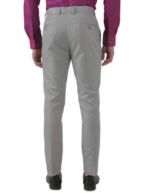 grey solid flat front formal trouser - 17684823 - Standard Image - 3