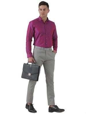 grey solid flat front formal trouser - 17684823 - Standard Image - 4